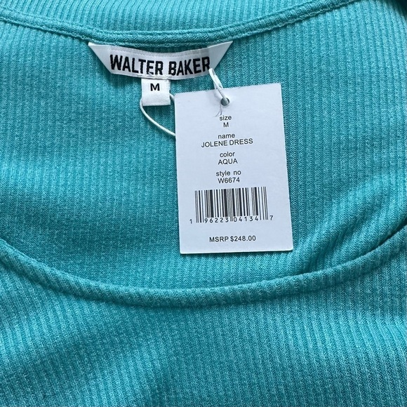 Walter Baker Jolene Ribbed Knit Dress Long Sleeve Aqua Medium NWT RETAIL $248.00 - Picture 6 of 9